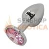 Plug de metal SMALL con joya rosa